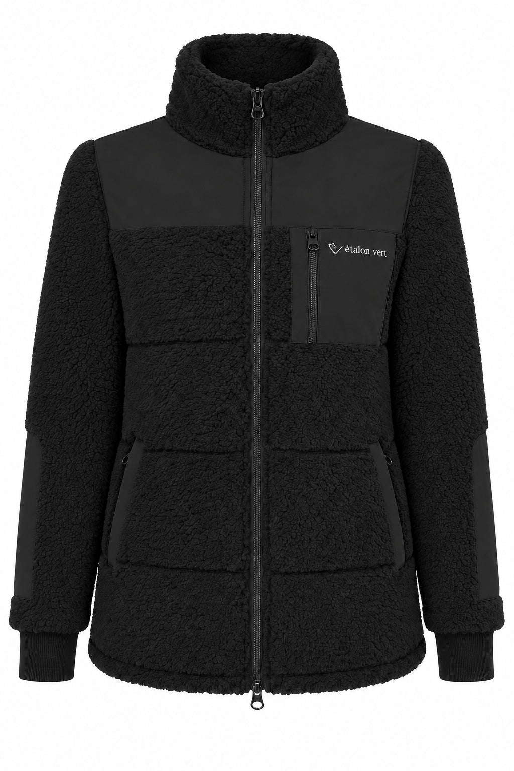 étalon vert Teddyjacke in Schwarz – Frontansicht