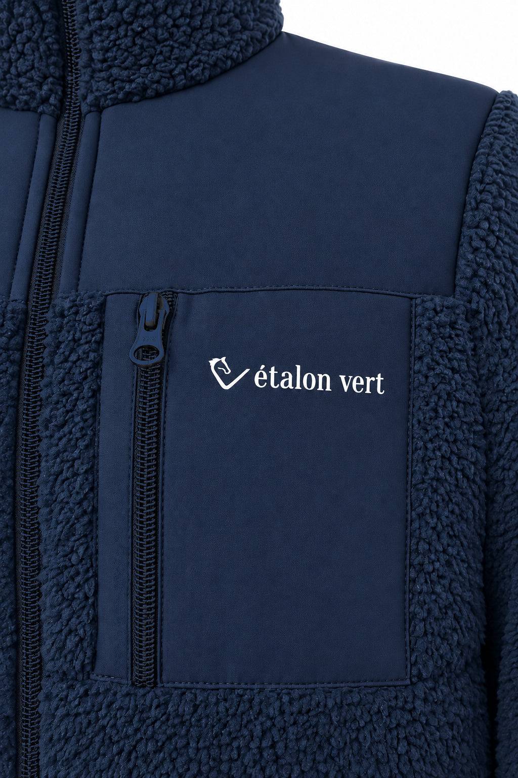 Valegro Teddyjacke navy Brusttaschen Detail, Reißverschluss Ton in Ton