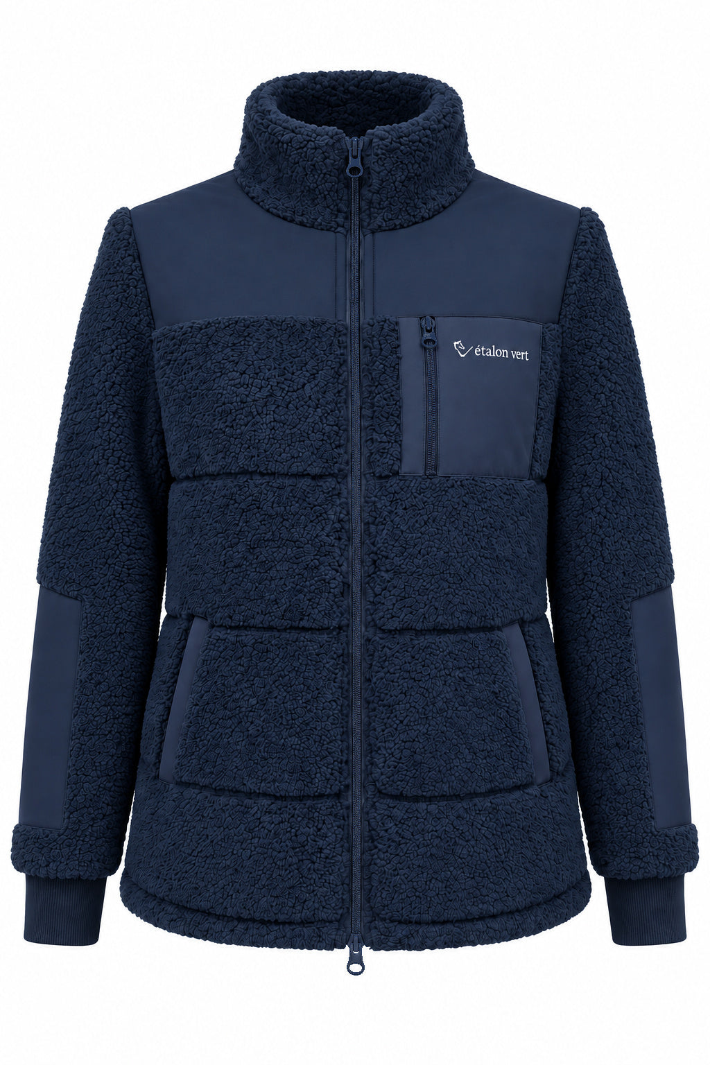 Valegro Teddyjacke navy Vorderansicht, Reißverschlüsse Ton in Ton