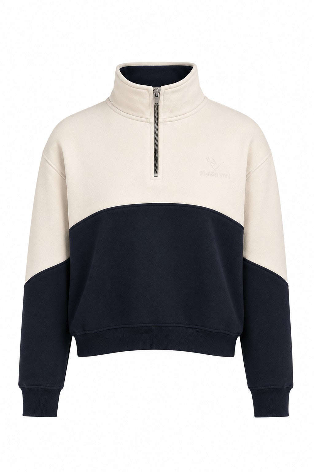 Zip Sweater - Off-white/Navy