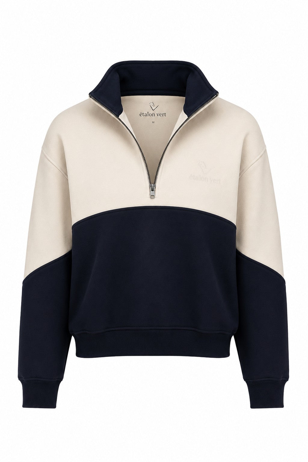 Zip Sweater - Off-white/Navy