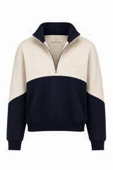 Zip Sweater - Off-white/Navy