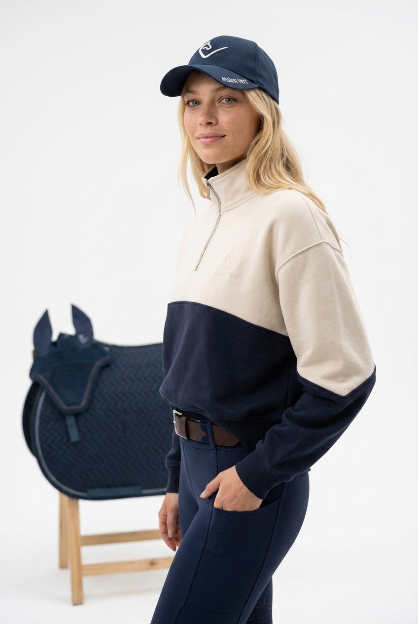 Zip Sweater - Off-white/Navy