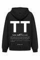 TT Print Hoodie Black – Rückenansicht, großer weißer TT-Originaldruck mit scharfer Definition