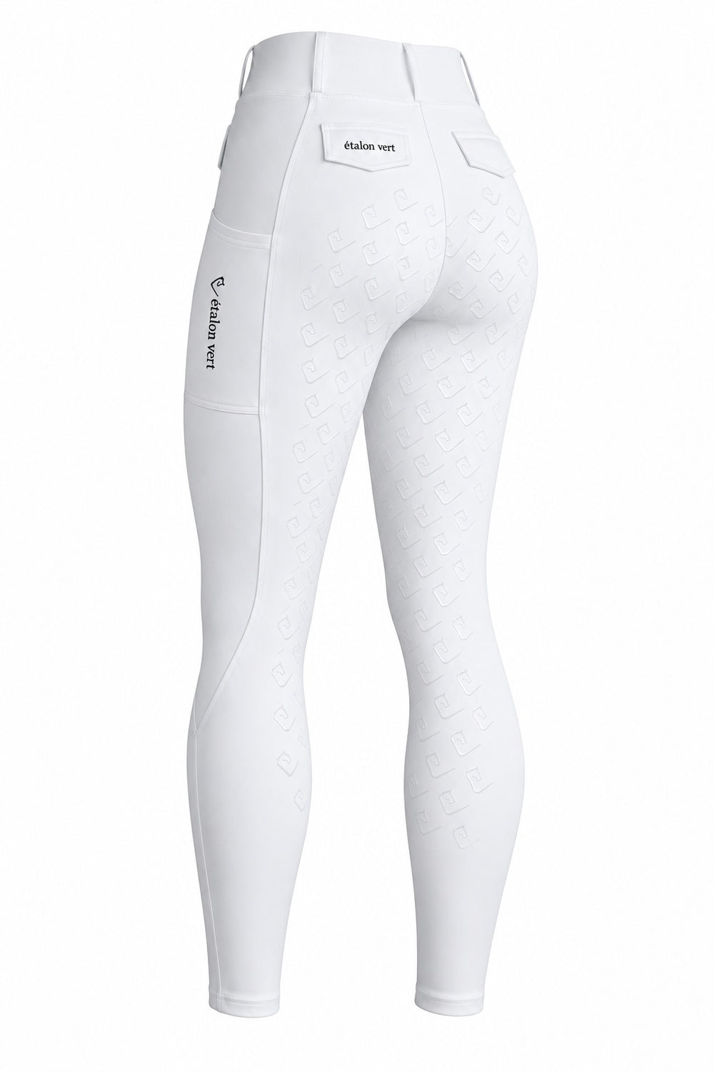 Turnier-Reitleggings Fullgrip - White – Rückansicht 3/4