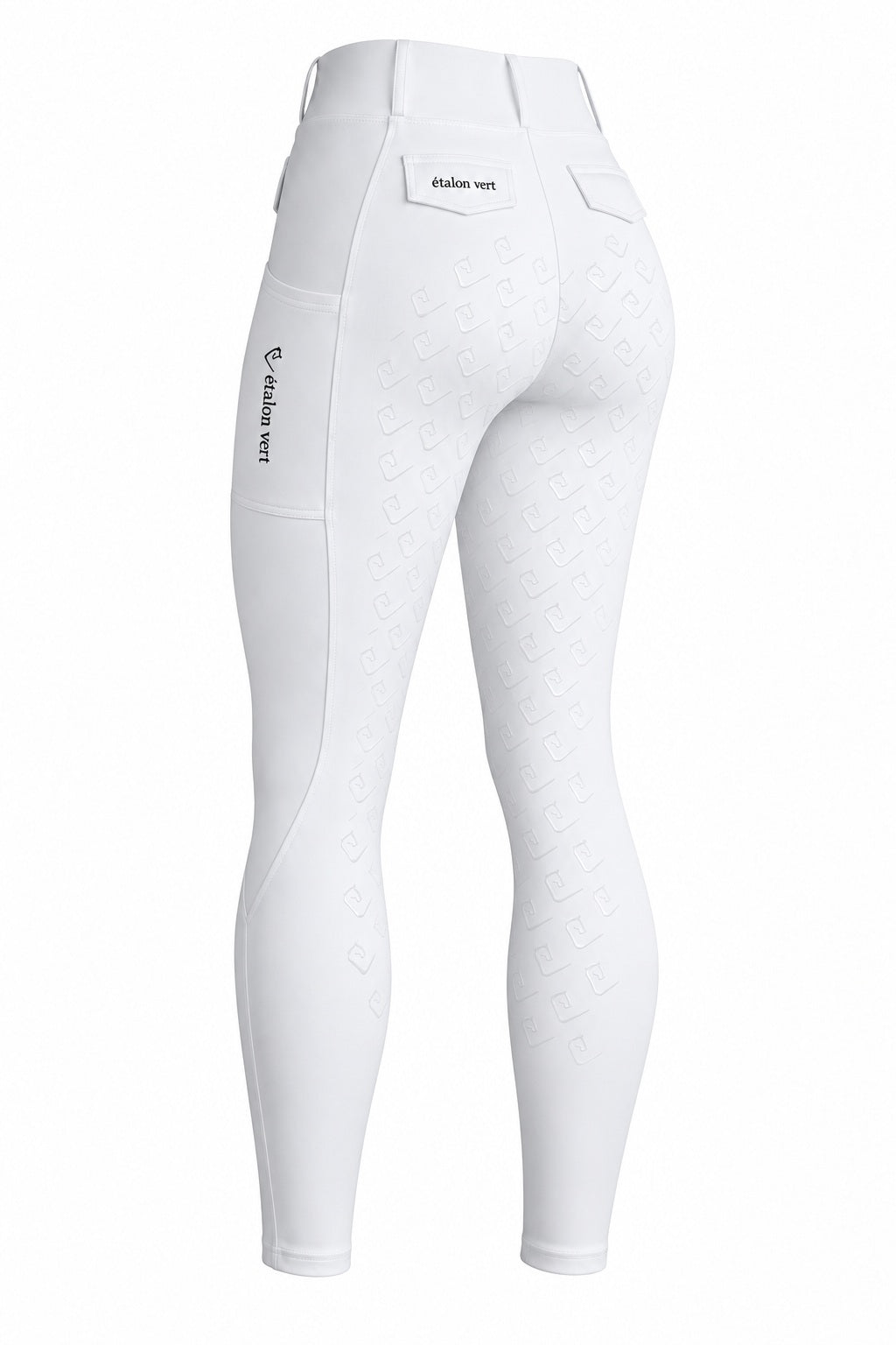 Turnier-Reitleggings Fullgrip - White – Rückansicht 3/4
