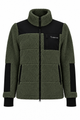 Valegro Teddyjacke Olive mit schwarzen Einsätzen – Frontansicht im Studio, gerader Schnitt