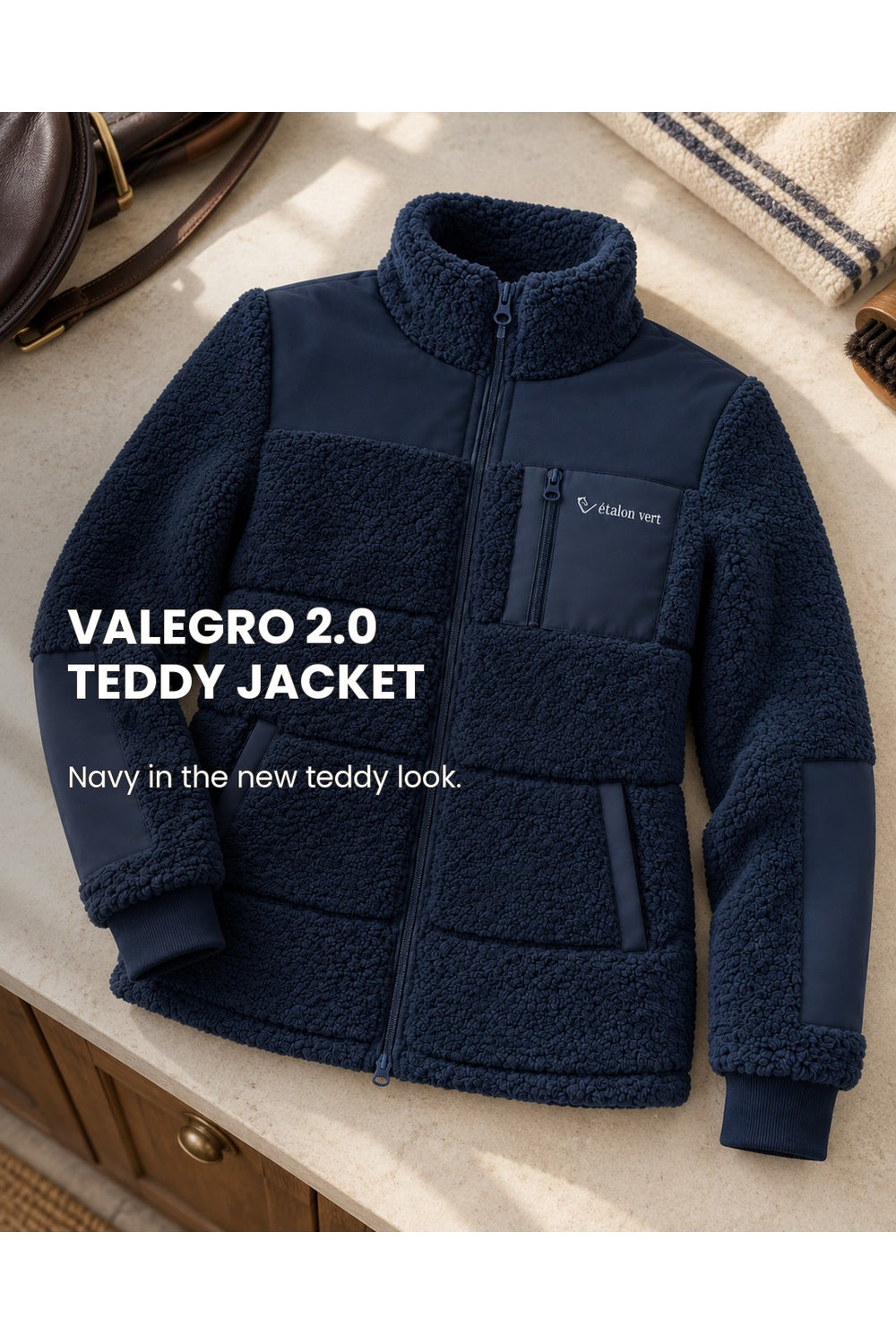 Valegro Teddyjacke Navy – neuer Teddylook, englische Bildbeschriftung [en]