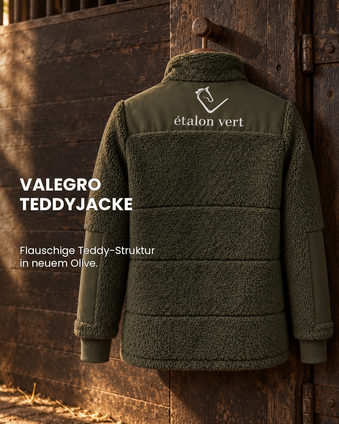Valegro Teddyjacke Olive – flauschige Teddystruktur