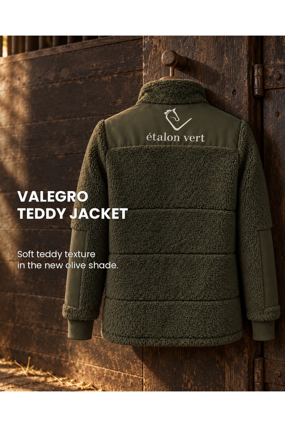 Valegro Teddyjacke Olive – Teddystruktur in neuem Olive, englische Bildbeschriftung [en]