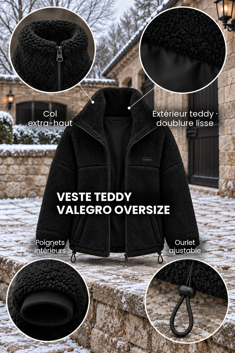 Valegro Oversize Teddyjacke schwarz – Funktionsdetails [fr]