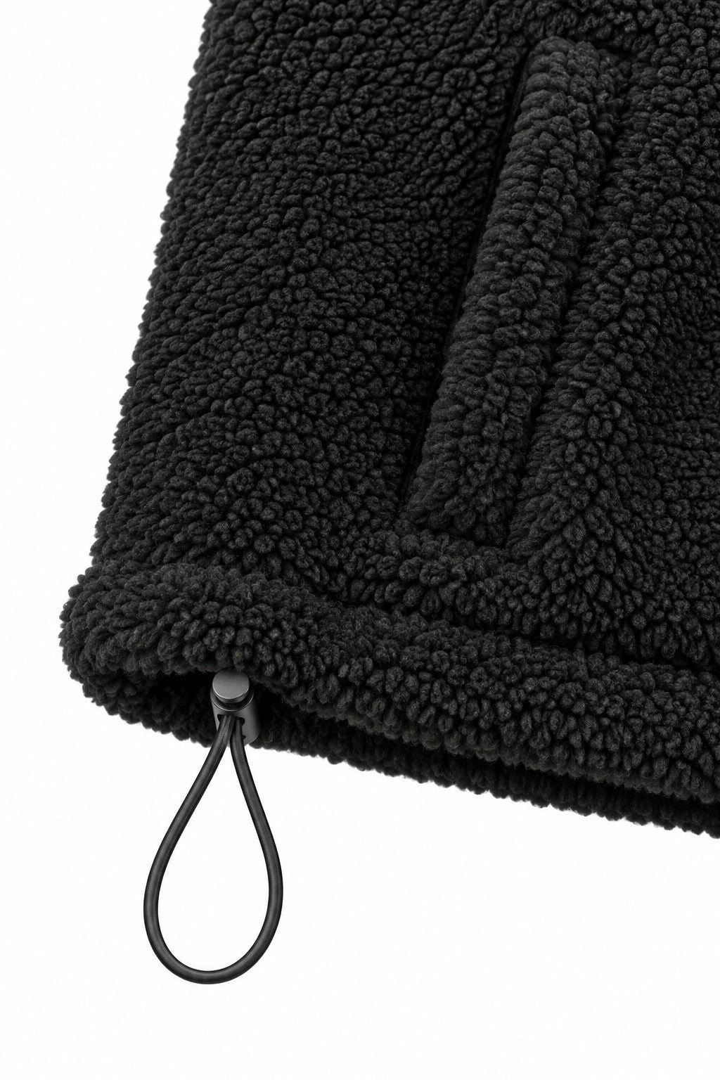 Valegro Oversize Teddyjacke Schwarz – Saumkordel mit Stopper