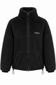 Valegro Oversize Teddyjacke Schwarz – Frontansicht mit geschlossenem Stehkragen