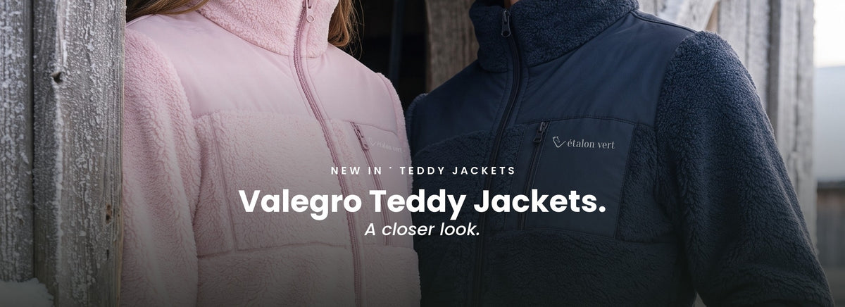 Valegro Teddyjacken Rosa und Navy – Shopify-Startseitenbanner Desktop mit englischer Beschriftung [en]